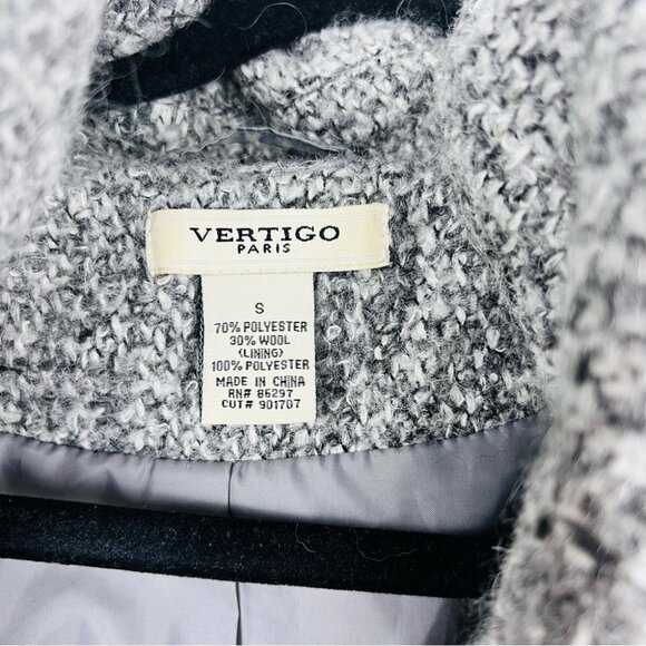 Vertigo Paris Grey Tweed Hooded Wool Blend Pea Coat Women Size S - Picture 15 of 15
